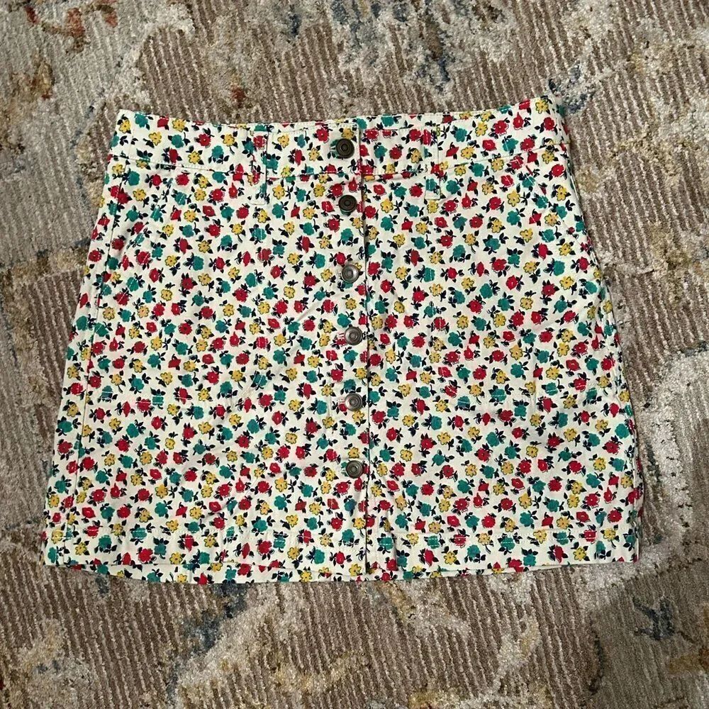 J. Crew Red floral skirt